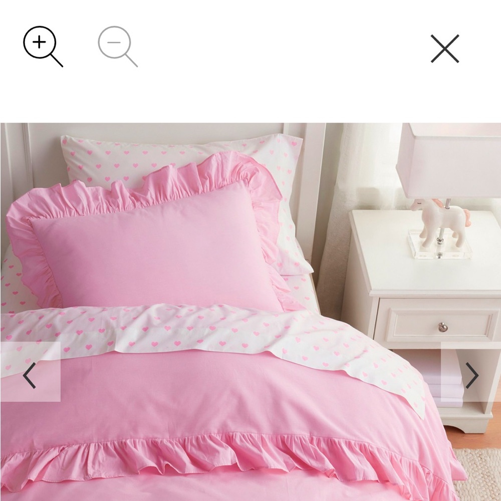 Pottery Barn Teen PINK Chambray RUFFLE DUVET FULL QUEEN NEW